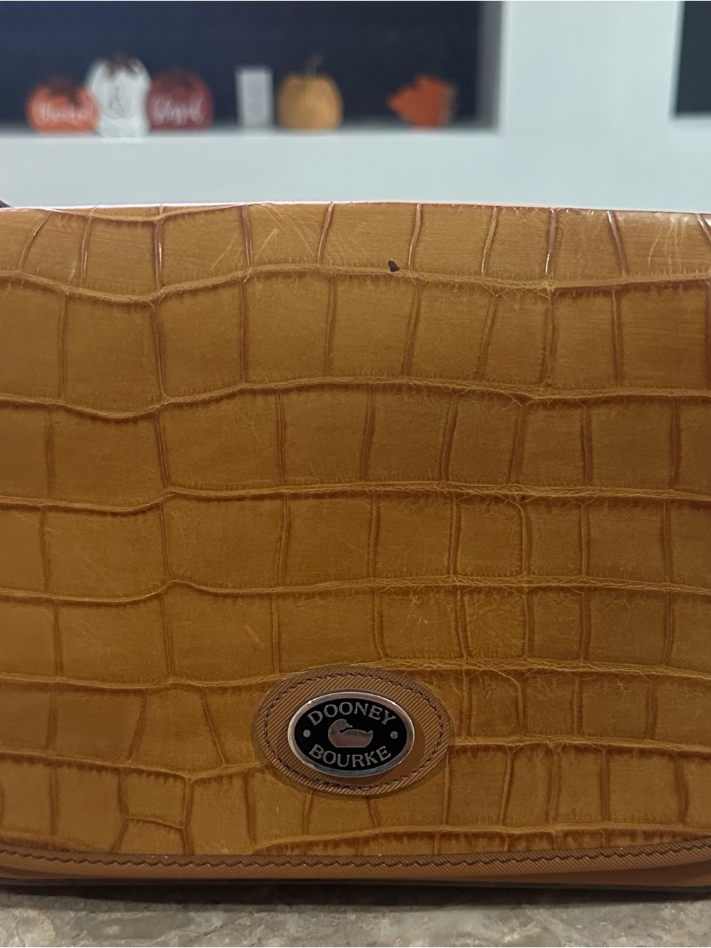 Dooney & Bourke Croc-Embossed Crossbody in Tan